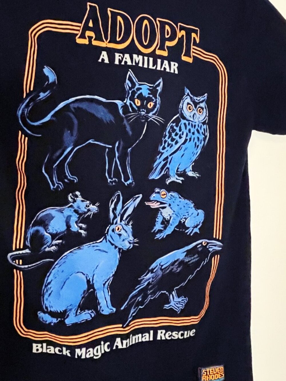 Steven Rhodes Adopt A Familiar Graphic T Shirt Black Magic Animal Witchy Tee S - Picture 4 of 10